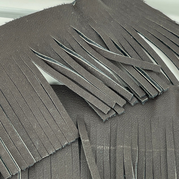 Faux Leather Fringe Trim Chocolate Brown 2.5 Inched wide 12 Yards - Picture 3 of 6